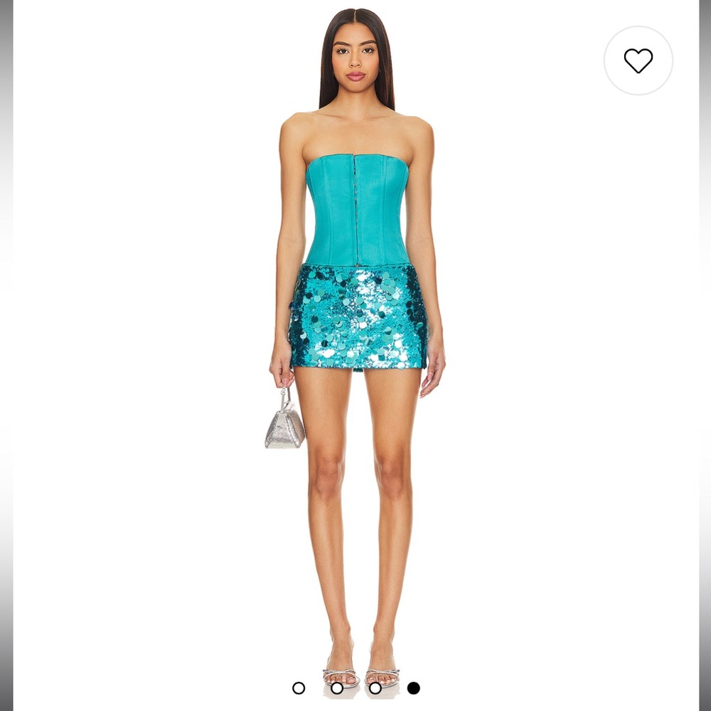 GUIZO Satin Corset and Sequin Mini Skirt Set